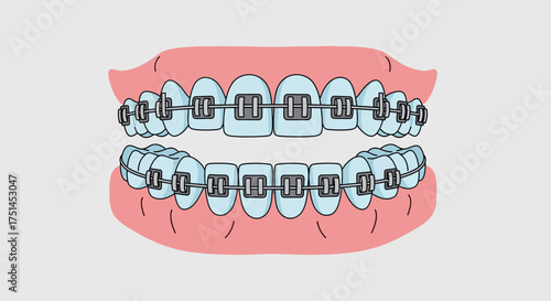 Orthodontic Braces Alignment and Dental Care Illustration