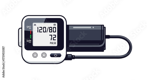 Digital Blood Pressure Monitor with Cuff Displaying Readings