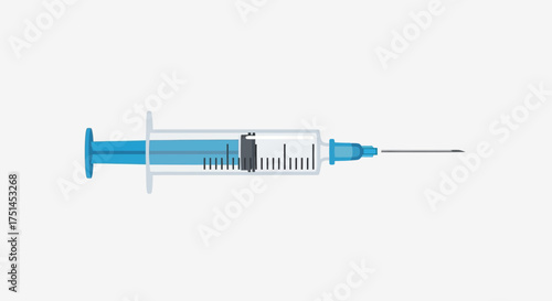 Vector illustration of a medical syringe with a hypodermic needle, representing healthcare, immunization, and medical treatment concepts