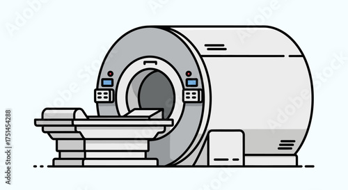 Illustration of a Magnetic Resonance Imaging (MRI) machine used for medical diagnostics and medical imaging