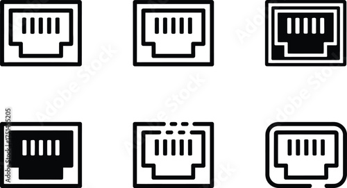 Ethernet Port Icons: A Collection of Network Connection Symbols