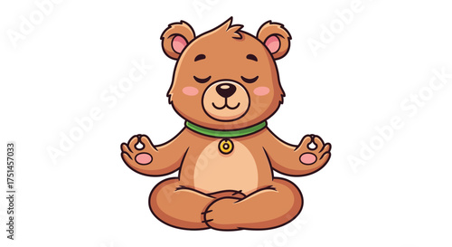 Content Bear Meditating in Peaceful Pose