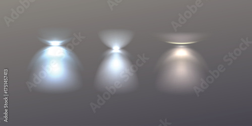 Cool illumination from sconces vector set with realistic cold light lamps, interior wall arrangement, glowing dimmed lighting for home, scene design and decoration