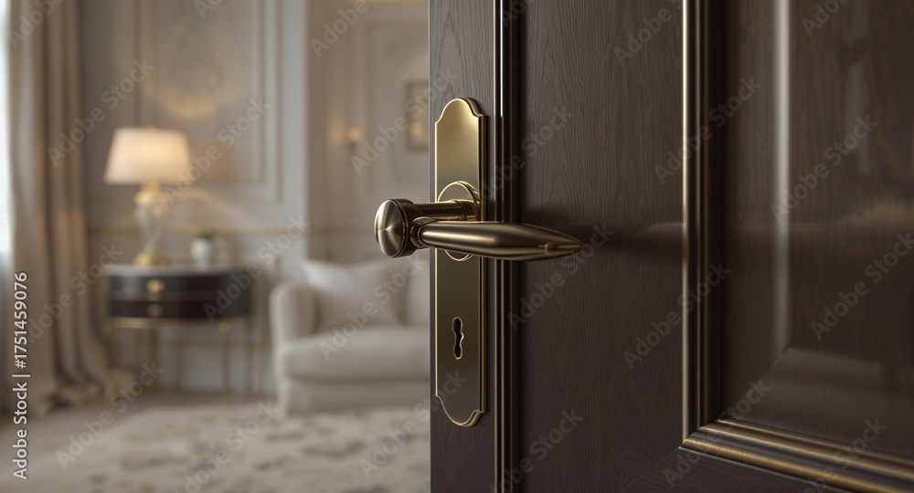 Obraz premium Luxurious Interior Entrance, Open Doorway to Elegant Room
