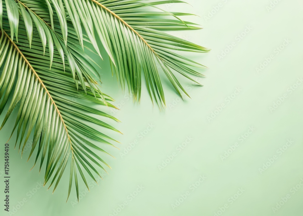 Fototapeta premium Detailed view of palm tree leaves with subtle rustling motion in the gentle breeze