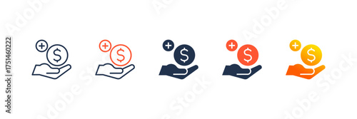 Employer Contribution icon set multiple style collection