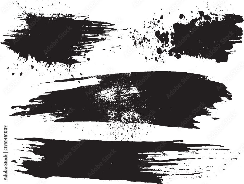 custom made wallpaper toronto digitalSet of vector paint brush stroke, ink splash and grungy decoration elements. Freehand grunge brush illustration. Vector modern black grunge brush stroke background.
