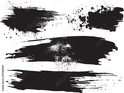 Wallpaper Mural Set of vector paint brush stroke, ink splash and grungy decoration elements. Freehand grunge brush illustration. Vector modern black grunge brush stroke background.
 Torontodigital.ca