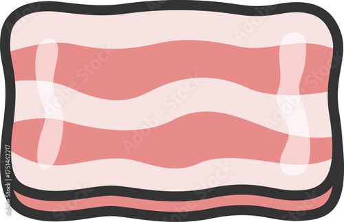 生の、豚バラ肉スライスのアイコン（線画カラー）のイラスト