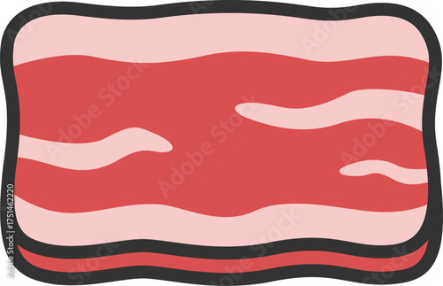 生の、牛バラ肉スライスのアイコン（線画カラー）のイラスト