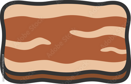 焼いた、牛バラ肉スライスのアイコン（線画カラー）のイラスト