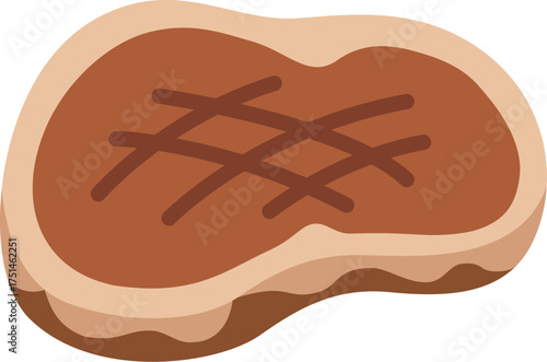 焼いた、牛ステーキ肉のアイコンのイラスト