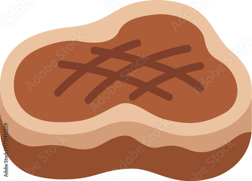 焼いた、フィレステーキ肉のアイコンのイラスト