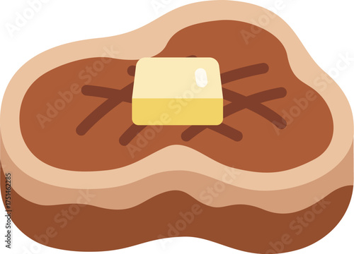 バターをのせた、フィレステーキ肉のアイコンのイラスト