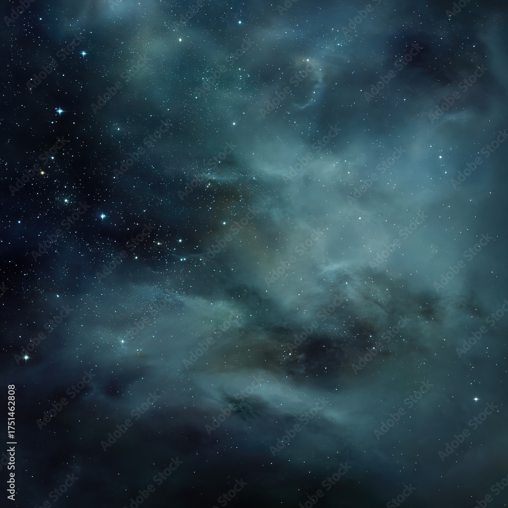 Fototapeta premium Starry Night Sky Digital Artwork with Ethereal Clouds and Cosmic Glow