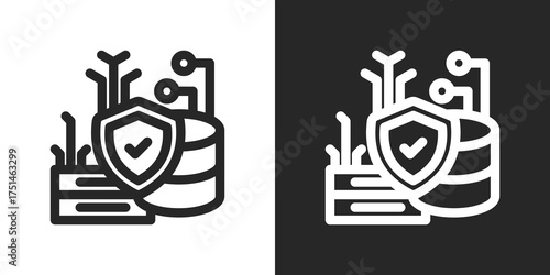 Server Icon Set in Black and White Outline Style