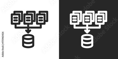 Data Collection Icon Set in Black and White Outline Style