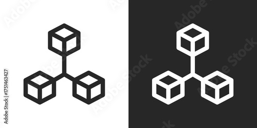Digital Twin Icon Set in Black and White Outline Style