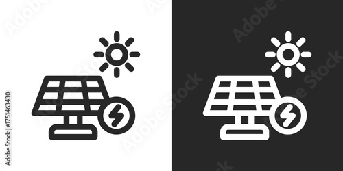 Renewable Energy Icon Set in Black and White Outline Style