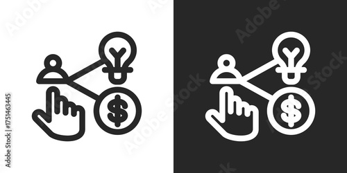 Resource Allocation Icon Set in Black and White Outline Style