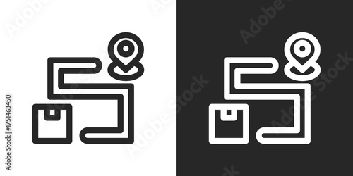 Tracking Icon Set in Black and White Outline Style