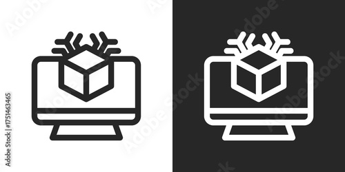 Simulation Icon Set in Black and White Outline Style