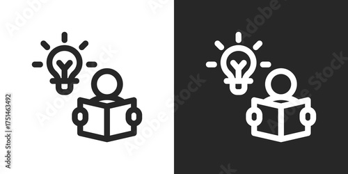 Learning Icon Set in Black and White Outline Style