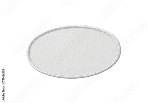 Blank White Oval Patch Isolated on Transparent Background