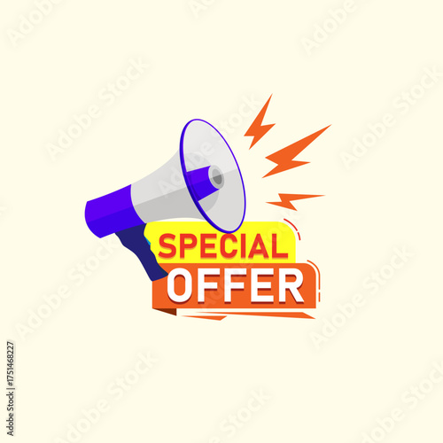 Special Offer Megaphone Announcement tag Vector