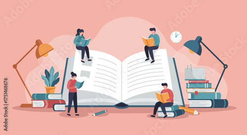 Creative Education and Reading Illustration for Learning Concept