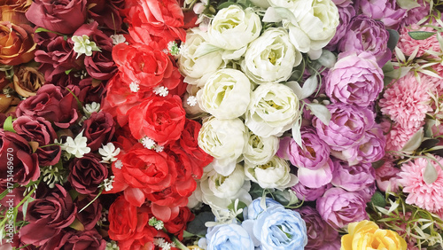 roses,designer composition of artificial flowers, floral background in retro style