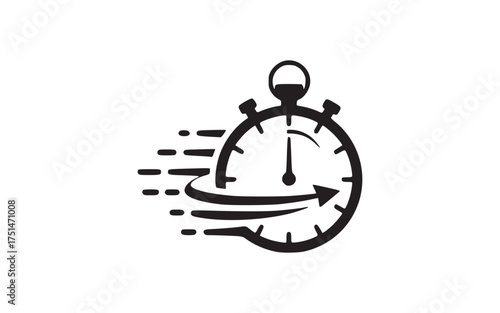Stylized stopwatch illustration demonstrating rapid timing with motion trail effect
