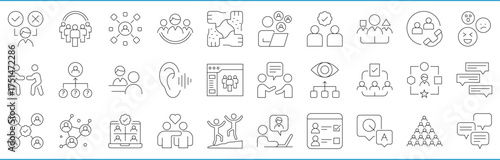 Human Interaction related line icons set. Vector editable stroke.