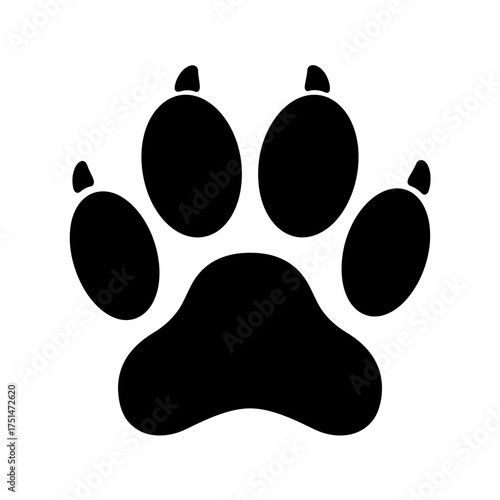 Black paw print icon a symbol of animal love pet care wildlife conservation and canine companionship isolated on white background Vector Illustration