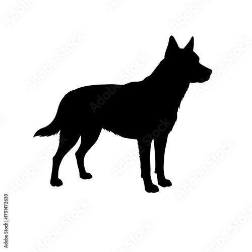 Silhouette of a standing german shepherd dog showcasing its iconic breed features and alert posture. isolated on white background Vector Illustration