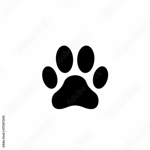 Black paw print silhouette graphic for pet lovers and animal companionship isolated on white background Vector Illustration