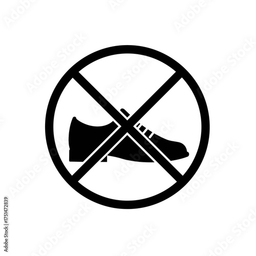 No shoes allowed sign graphic representing restricted footwear entry and safety regulations isolated on white background Vector Illustration