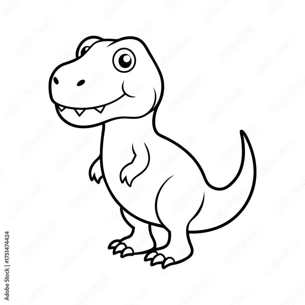 Fototapeta premium Cute cartoon baby dinosaur standing happy