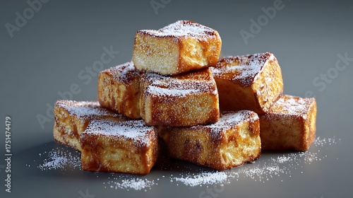 French Toast Bites Sprinkled with Powdered Sugar