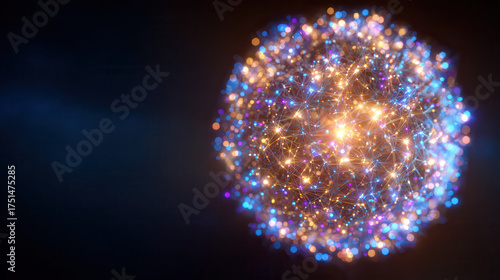 Vibrant cluster of glowing lights against a dark background