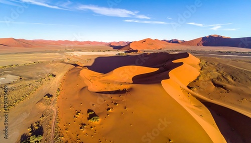 Fototapeta Naklejka Na Ścianę i Meble -  Expansive aerial shot of a desert landscape and large dunes
