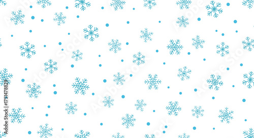 Gentle falling snowflakes and tiny dots creating a festive winter wonderland pattern.