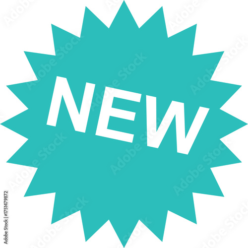 Aqua New Badge Announcement for Marketing and Sales Campaigns and Product Launches with a Starburst Shape