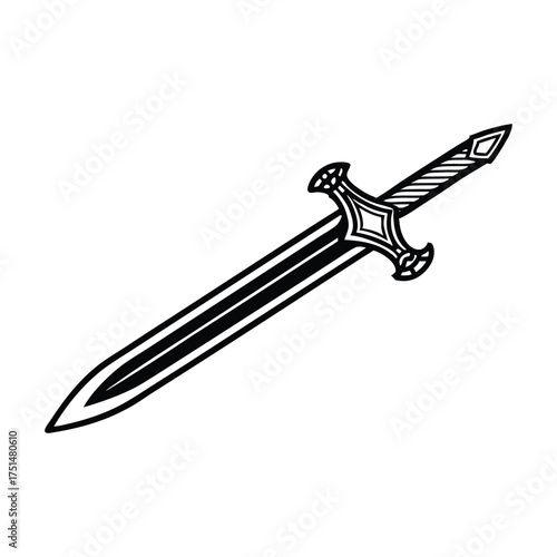 Black and white medieval sword icon