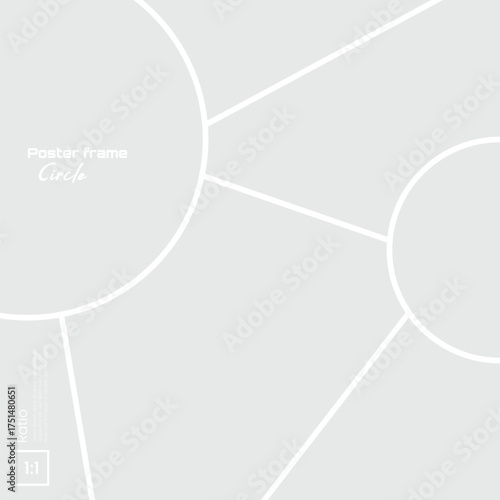 Vector photo collage mockup with square poster and dual circle layout