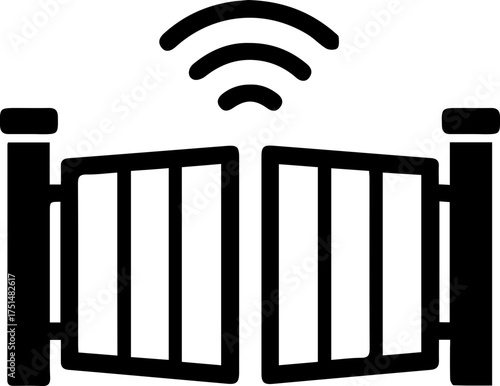 Smart Automatic Gate Icon with Wireless Signal