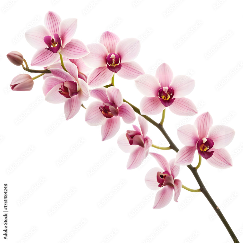 Fototapeta premium Pink orchid flower isolated on transparent background for beautiful decoration