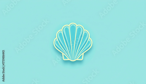 Minimalist Stylized Shell Illustration Light Blue