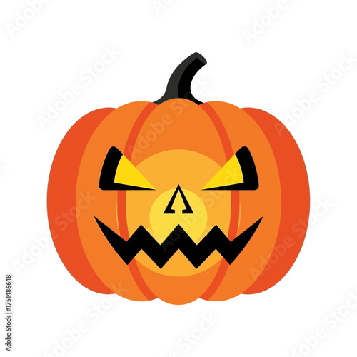 Halloween Pumpkin Face Jack O’Lantern Icon with Angry Expression