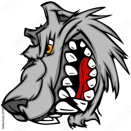 Wolf Head Illustration: A fierce wolf head illustration, showcasing bold lines and a menacing expression. This graphic is perfect for conveying strength, aggression.